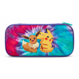 Case PowerA Slim Protective para Nintendo Switch Tie-dye Pikachu & Eevee com suporte de mesa e espaço para 10 jogos