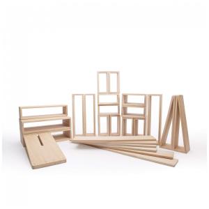 Blocos ocos Outdoor Hollow Blocks Guidecraft em madeira de eucalipto com 25 peças para construção externa e atividades STEM