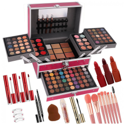 UNIFULL Kit de Maquiagem Completo 132 Cores - Sombra, Batom, Corretivo, Gloss, Delineador, Máscara e Pincéis Profissionais