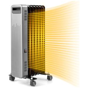 Aquecedor a Óleo com 3 Modos de Aquecimento e Proteção Contra Superaquecimento, 110V 1500W, PETSITE, Prata e Preto