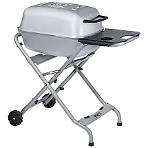 Churrasqueira a Carvão Portátil com Mesa Auxiliar Lateral e Rodas, PK GRILLS PKTX SSB X, Prateado