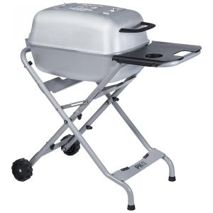 Churrasqueira a Carvão Portátil com Mesa Auxiliar Lateral e Rodas, PK GRILLS PKTX SSB X, Prateado