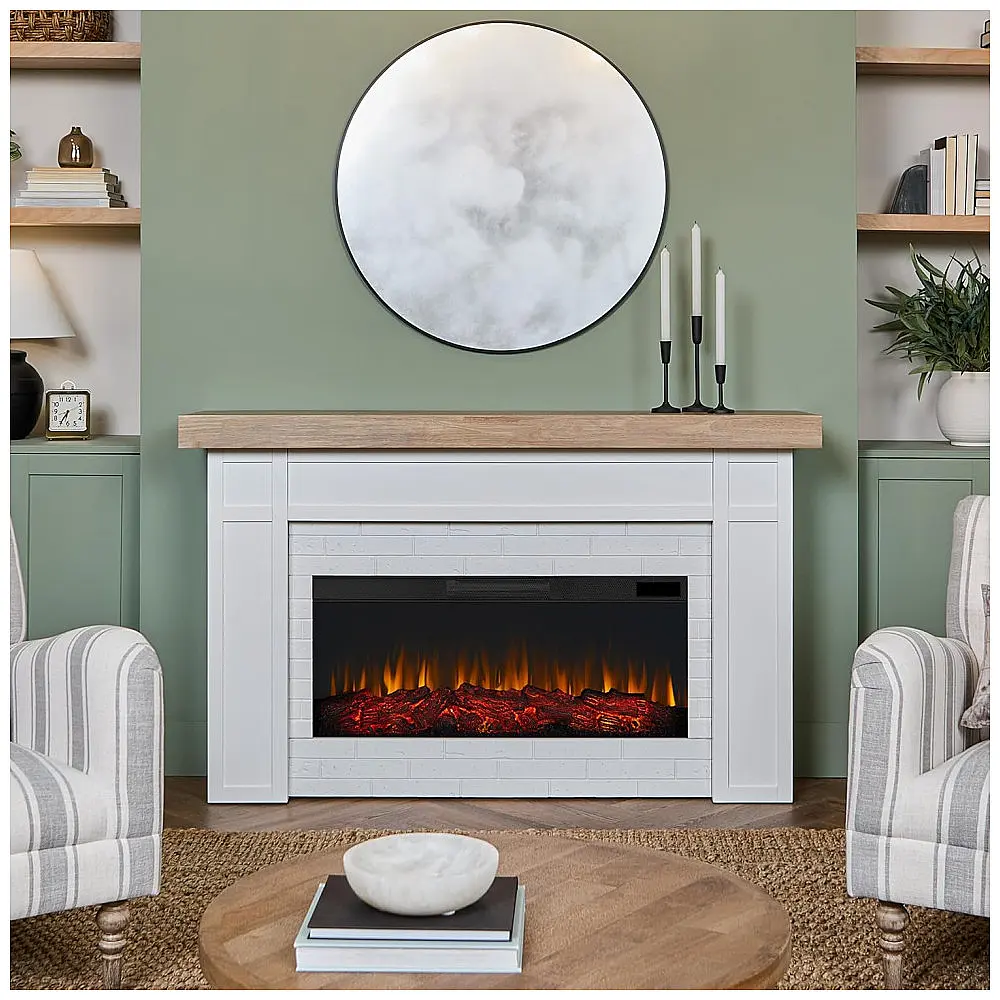 Lareira Elétrica Real Flame 163x99cm 1500W Madeira Controle Remoto Portátil 110V — foto 2