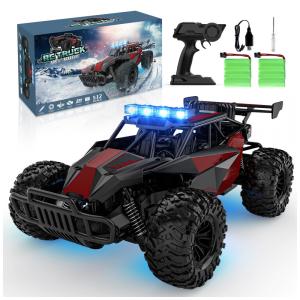 Carro de Controle Remoto 2.4GHz Alta Velocidade 33 KM/H, Off Road, Escala 1:12, Bluejay, Vermelho e Preto