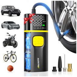 Compressor de Ar Portátil AUXITO A502 para Pneus de Carro, Caminhão, Bicicleta e Moto com Medidor Digital de Pressão de Pneus e Luz LED