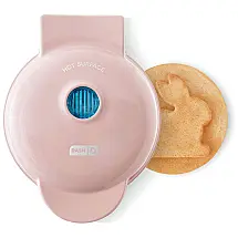 Mini Máquina de Waffles Antiaderente, 1 Fatia, 350W, Coelho, 110v, DASH DMWB001RS, Rosa