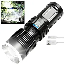 Lylting P90 Lanterna 10000LM, Distancia 1000 M, com USB, à Prova DÁgua IPX6, Preto