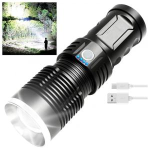 Lylting P90 Lanterna 10000LM, Distancia 1000 M, com USB, à Prova DÁgua IPX6, Preto