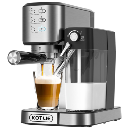 Máquina de Café Expresso Automática com Vaporizador de Leite, Compatível com ESE Pod, 110V, KOTLIE, Prata