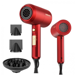 Secador de Cabelo Ionic SHRATE 1800W com Difusor, 3 Temperaturas, 2 Velocidades, Baixo Ruído, Leve e Portátil - Vermelho