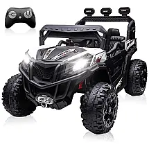 ANPABO Carro, Carrinho Elétrico 2 Assentos 12V, com Luzes de LED e Controle Remoto, Branco