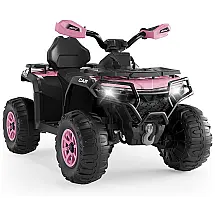 Carro Elétrico Infantil Hipicute 12V Rosa com Controle Remoto, Luzes LED, Música e Freio de Emergência - Ideal para Crianças de 3 a 8 Anos