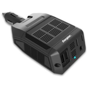 Inversor de Potência Compacto 12V DC para CA 100W Cabeça Rotativa, 110v, ENERGIZER B00VMRHE7C, Preto