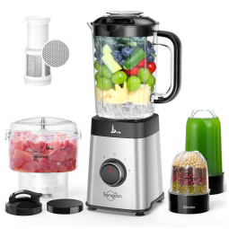 Liquidificador 5 em 1, 1,1L com Acessórios e 2 Velocidades, 300W, Sangcon, Prata