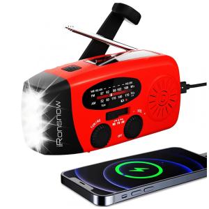 Rádio AM FM e NOAA 1000mAh Bateria Solar ou Manivela de Recarga USB Alarme SOS Vermelho