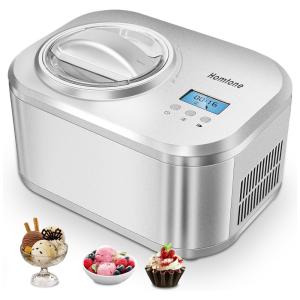 Máquina de Sorvete Automática 1L com Visor Digital LCD, Temporizador, Sem Pré-Congelamento e Compressor Integrado, 110V 100W, Homtone
