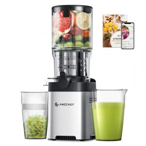 Extrator de Sucos AMZCHEF Cold Press, Máquina de Sucos com Boca de Alimentação Larga de 13,71 cm, Ideal para Frutas e Vegetais Inteiros