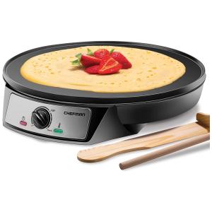 Máquina de Crepe Elétrica antiaderente de Aço inoxidável, 1000W, 110v, CHEFMAN RJ33 C V2, Preto