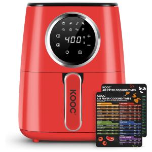 Fritadeira Elétrica Air Fryer 8 em 1 Capacidade 4.5L com Painel Digital, 110v, KOOC, Vermelho