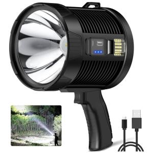 Lanterna LED Recarregável com 6 Modos e 10.000 Lúmens, MILAOSHU, Preta