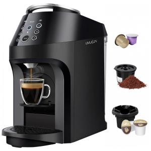 Máquina de Café Expresso 3 em 1 para Capsulas e Café Moído 19 Bar de Pressão, 110V 1500W VIMUKUN CM7033 UL, Preta