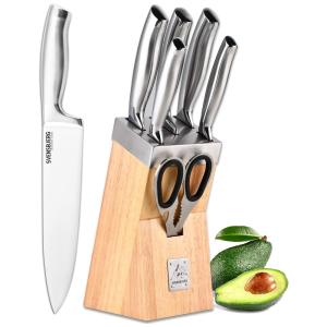 Conjunto de Facas em Aço Inoxidável com Bloco de Bancada, 5 Peças, SVENSBJERG SB MB201 KS101, Prateado