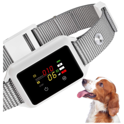 Coleira Anti Latido Recarregável com Tela LCD para Cães Pequenos Médios, PUIKUS, Branco