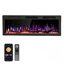 Lareira Elétrica R.W.FLAME 127x44cm 1500W WiFi Alexa Sons Embutir 110V