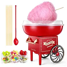 Vintage Máquina de Algodão Doce Elétrica Profissional com 10 Cones, 500W, 110v, NULOPA, Vermelho