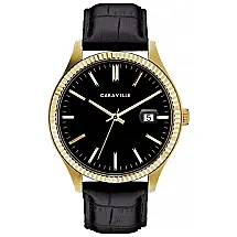 Relógio Masculino Analógico Quartzo de Couro, CARAVELLE 44B118, Preto