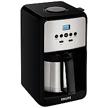 Cafeteira Elétrica Programável Para 12 Xícaras Aço Inoxidável Tela LCD Jarra Térmica Cor, KRUPS E51, Preto