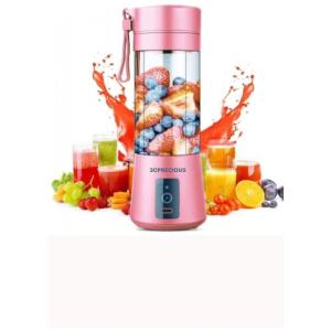 Mini Liquidificador Portátil 380mL com Carregamento USB e Fundo de Almofada de Gel Antiderrapante, 3CPRECIOUS, Rosa