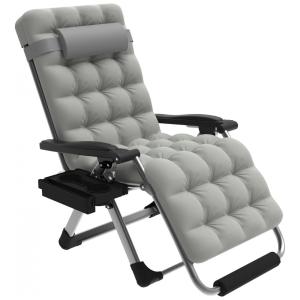 Cadeira Reclinável Ajustável Gravidade Zero com Mesa Lateral, Apoio para os Pés e Almofada Removível, Slendor, Cinza