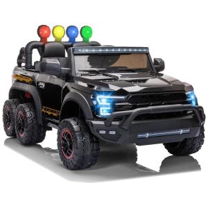 RCtown Carro, Carrinho Elétrico 2 Assentos 12V, com Luzes de LED e Controle Remoto, Preto