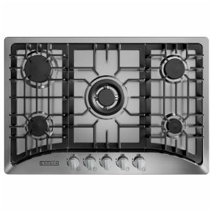 Cooktop a gás 76cm Empava inox 5 queimadores SABAF selados 49000BTU dual fuel GN/GLP 110V