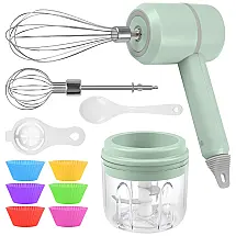 Batedeira de Mão com 3 Velocidades e Acessórios de Aço Inox, 20W, 110v, GINTAN, Verde
