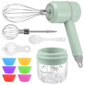 Batedeira de Mão com 3 Velocidades e Acessórios de Aço Inox, 20W, 110v, GINTAN, Verde