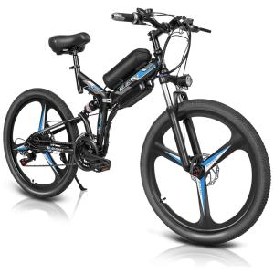 WWahuayuan Bicicleta Elétrica Motorizada 26 Velocidades e 3 Modos, 350W, Preta