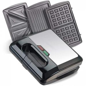 Sanduiche Toastie Maker 3 em 1 QXPuSS 750W, preto