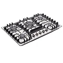Cooktop Inox Escovado 5 Bocas Deli-Kit Embutir, Queimadores Selados, Dupla Alimentação, 110V
