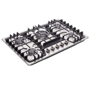 Cooktop a gás 5 bocas Deli-Kit inox escovado embutir dupla alimentação queimadores selados 110V