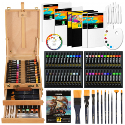 Kit de Pintura Conjunto Artístico com 78 Peças, Inclui 48 Tintas, VISWIN, Marrom