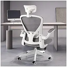 NOXXON Cadeira de Escritório Ergonômica Giratória e Ajustável com Apoio 3D, Cinza