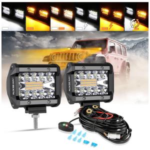 Farol de Milha LED Offroad com 12000 Lúmens e Luz Branca 24V, 120W, 2Un, Auxbeam, Preto