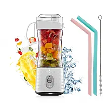 Vaeqozva Mini Liquidificador Portátil 380mL com Carregamento USB, 110V, Branco
