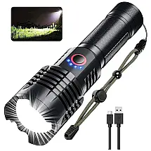 Lanterna LED Portátil Recarregável 9000 LM, IPX5 a Prova d, HOXIDA XHP90 002, Preto