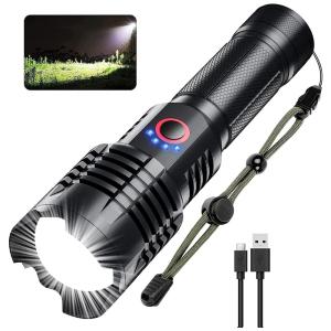 Lanterna LED Portátil Recarregável 9000 LM, IPX5 a Prova d, HOXIDA XHP90 002, Preto