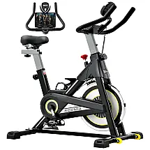 Bicicleta Ergométrica com Suporte para Tablet e Banco Ajustável, e, SOVNIA, Cinza