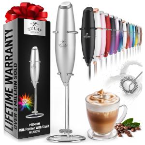Espumador de Leite Elétrico Portátil para Café com Motor de Titânio e Alça Ergonômica, Prata