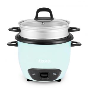 Panela de Arroz AROMA® Cozinheiro de Arroz e Grãos 6 Xícaras (Cozido),1,5L (ARC-743-1NGBL), Azul Claro. Ideal para Cozinhar Arroz, Quinoa